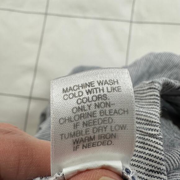 J. Jill Pants Womens Large Blue White Love Linen Micro Stripe Relaxed Coastal - Picture 5 of 12